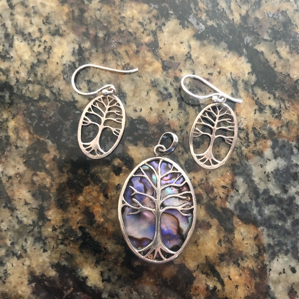 Tree of life Earrings and pendant.